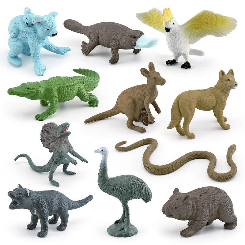 Simulation 11-Piece Platypus Koala Kangaroo Ostrich Wombat Australian Animal Model Static Ornament Toy