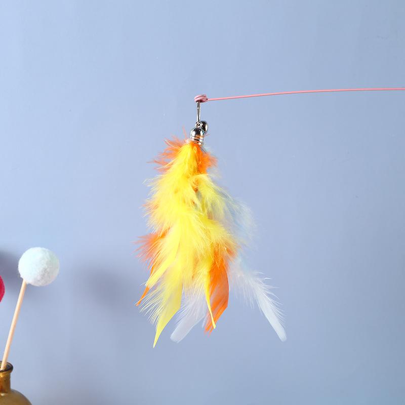 Cat Feather Toy Accessories False Mouse Worm Toy with Bell Kitten Cat Toys Interactive Replacement Refill Foam Ball Training