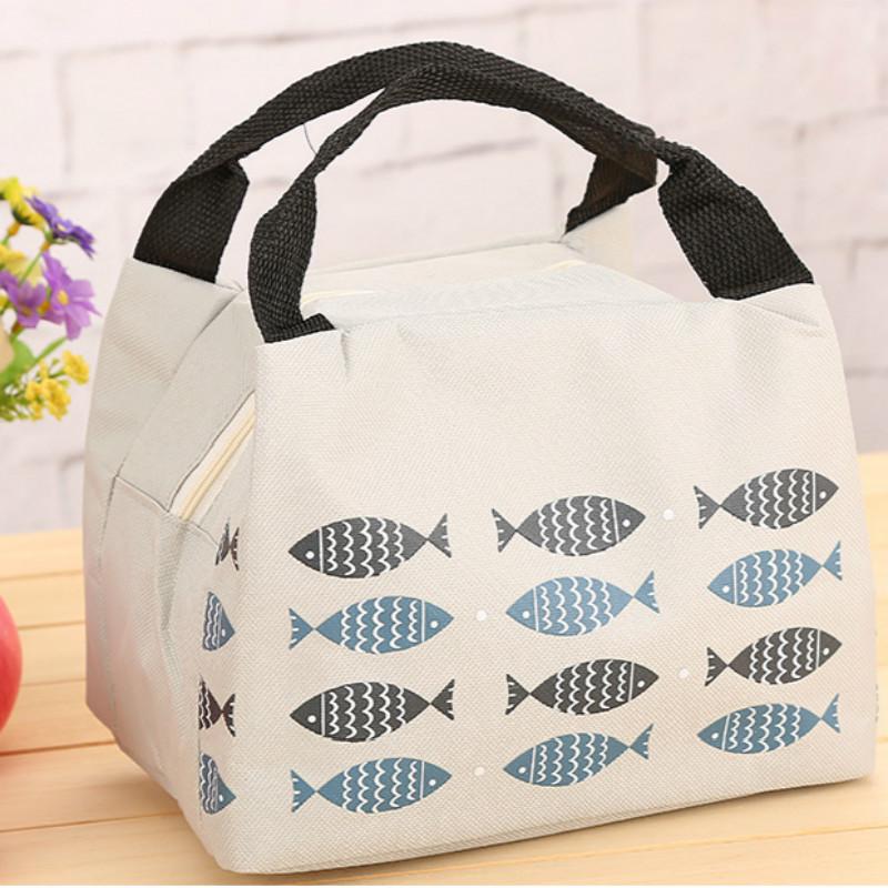 Cute Fish Pattern Lunch Bag Picnic Bento Thermal Portable Oxford Waterproof Lovely Women Girl Lunch W