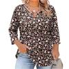 Women's Floral Print Three-Quarter Sleeve Top, Plus Size Casual Blouse