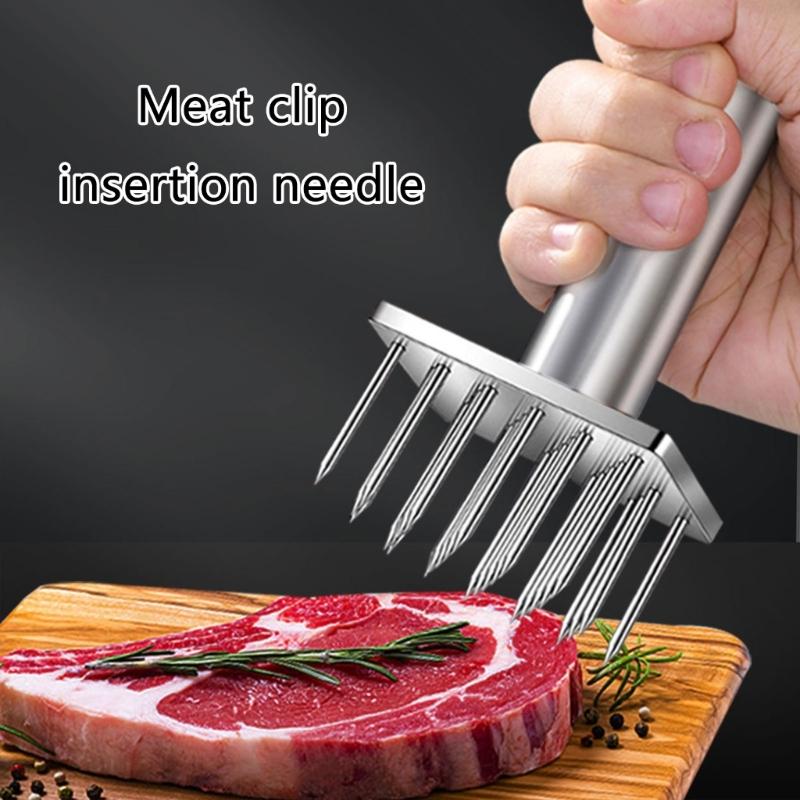 Efficient 304Stainless Steel Meat Skewer Needle Meat Tenderizer Meat Tool for Securely Holding Meat During Cooking