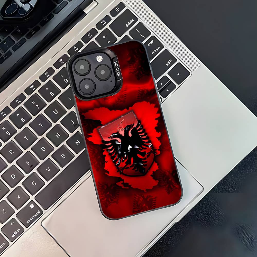 

A-Albanias Flag Phone Case For iPhone 17,16,15,14,13,12,11,Pro,XS,Max,Plus,Mini,SE4,E Black Matte Shockproof Cover iPhone16