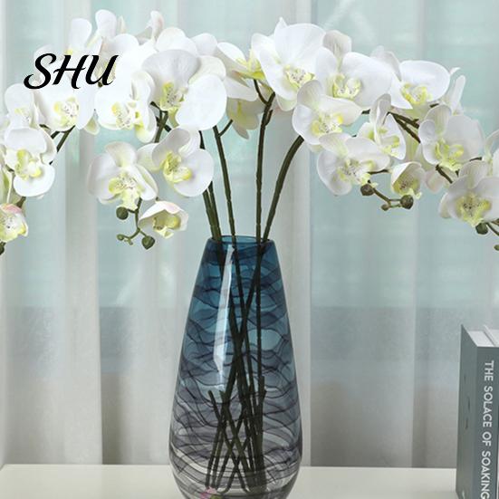 Simulation Artificial Flower No Fade Not Wither Vivid Realistic Exquisite Decorate Fabric 9-Heads Butterfly Orchid for Gift Fake
