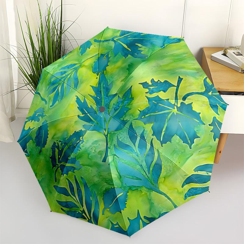 

1pc Leaf Print Umbrella Portable Home Essential Umbrella Folding Umbrella Durable Iron Frame yy251128021