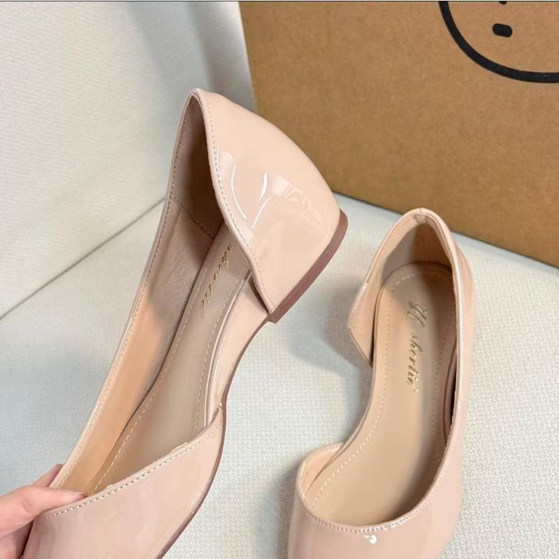 Patent leather pointed tip shallow mouth side empty single shoes new summer beautiful not tired feet Mary Jane shoes