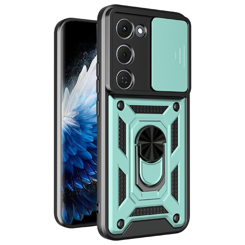 For TECNO Spark 40 Pro+ 4G Case with Slide Camera Lid PC + TPU Kickstand Phone Cover
