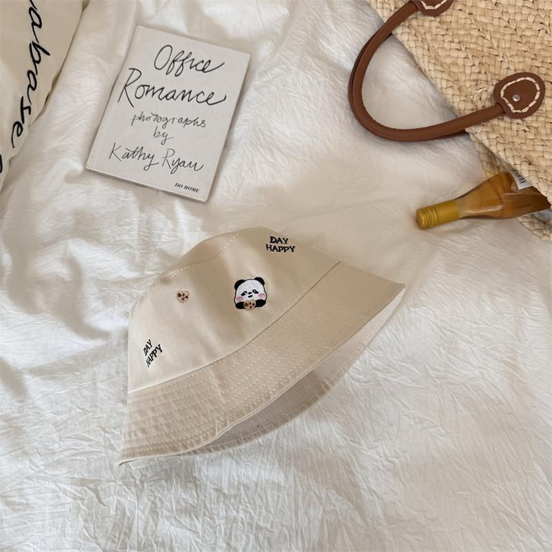 Cute Bear Embroidered Fisherman Hat For Women Summer Sun Protection Hat Casual Bucket Hat Men