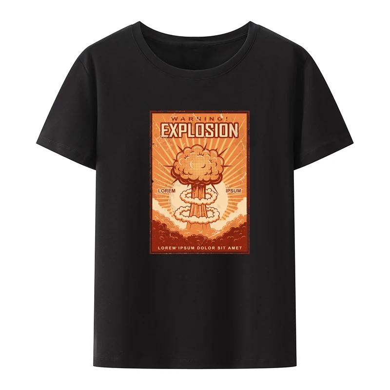 Vintage Posters Vintage Explosion Poster On a Grunge Background Printed T-shirt Top Comfortable Creative Summer Clothes for
