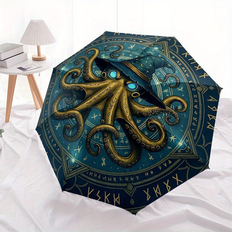 Magical Octopus Wizard Hat: Mystical Fantasy Accessory Umbrella, Portable 3-Fold Compact Umbrella for Men & Women R158
