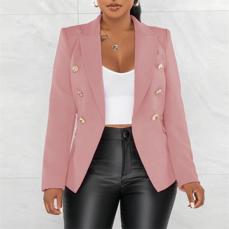 Black Women Blazers Turn Down Collar Long Sleeve Single Breated Slim Fit Button Up Causal Office Work Jackets for Ladies