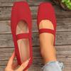 Sapatilhas Casuais de Malha para Mulher Cor Sólida Slip-On Sapatos Mary Jane Sapatos Confortáveis para Caminhada