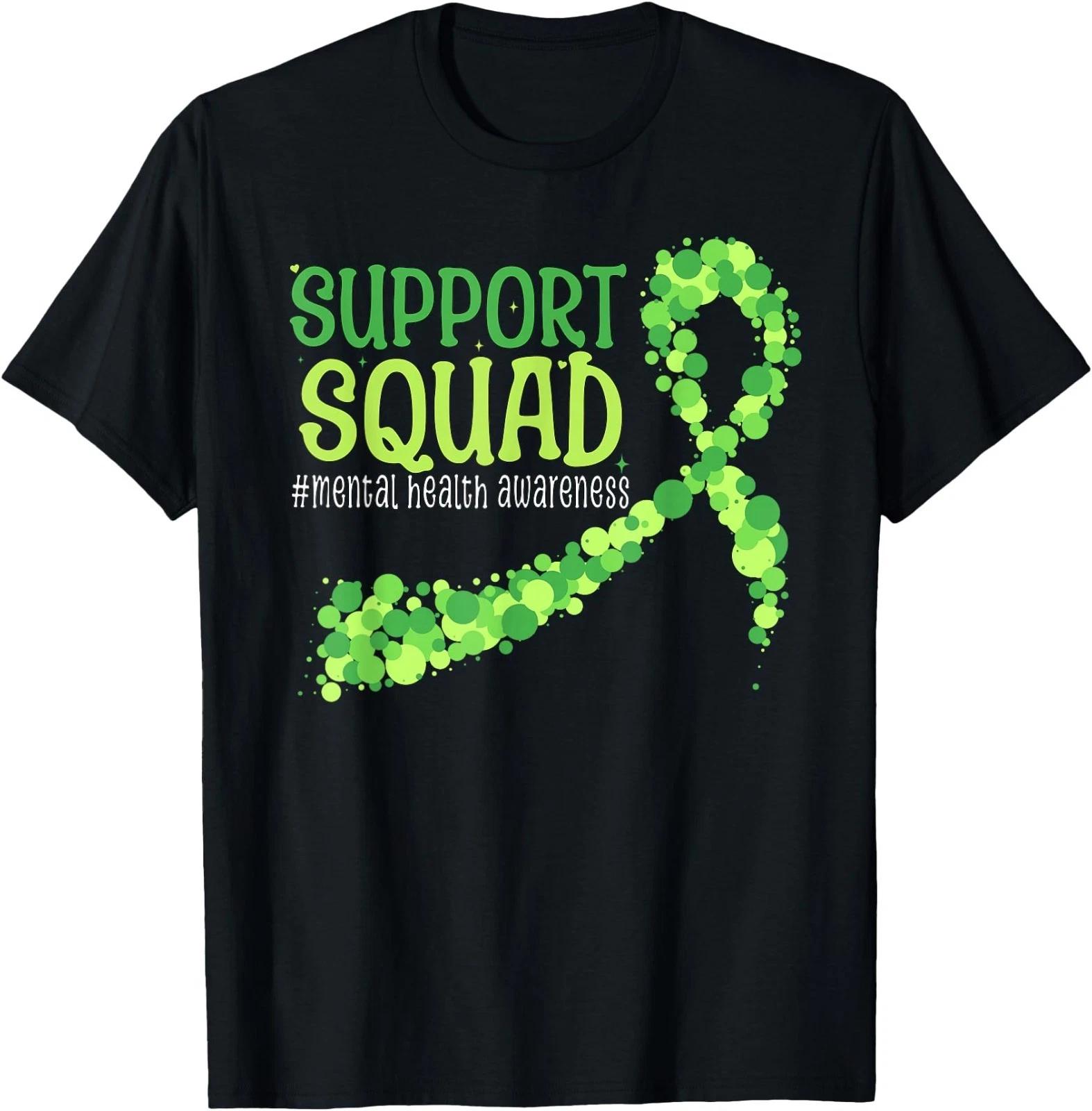 Cute Green Ribbon Mental Health Awareness Support Squad T-Shirt 2XL