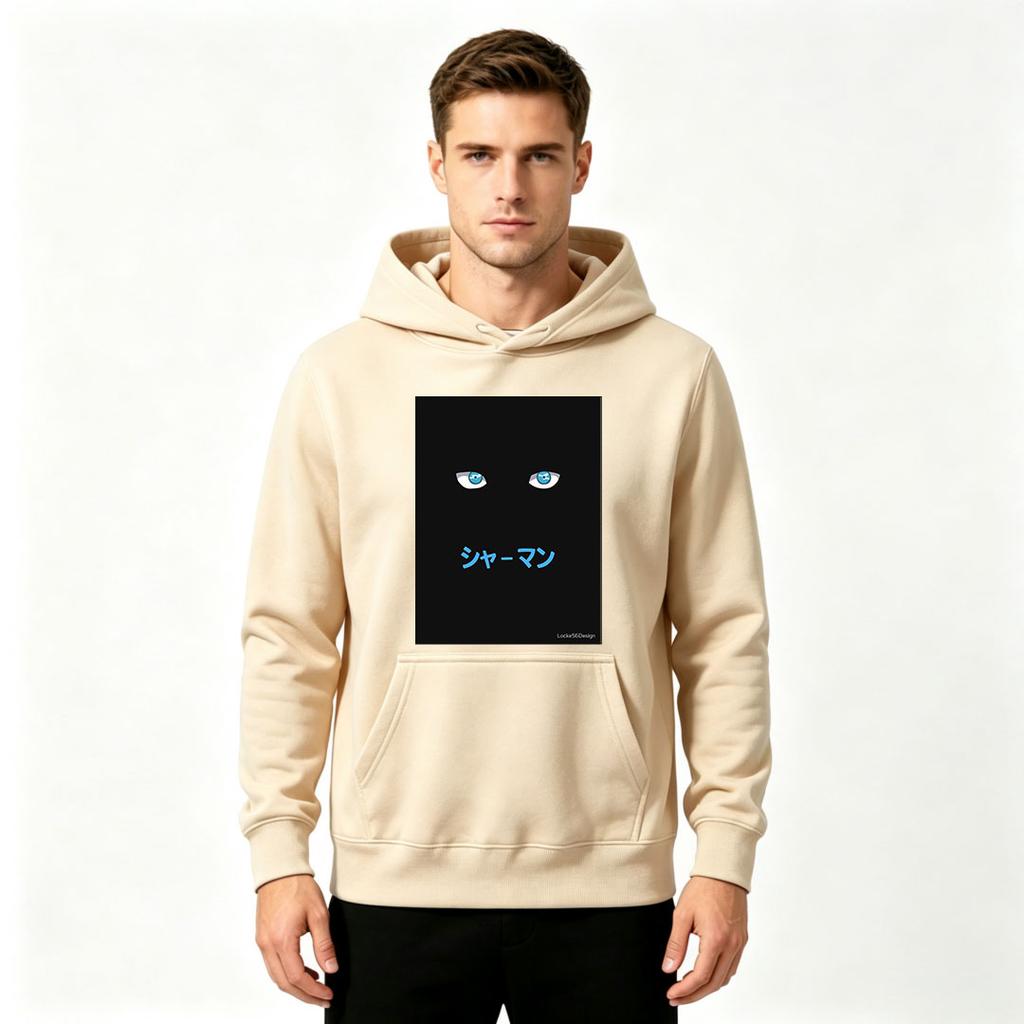 Men's Japanese Anime Blue Eyes Print Pullover Hoodie Casual Long Sleeve Streetwear Sweatshirt