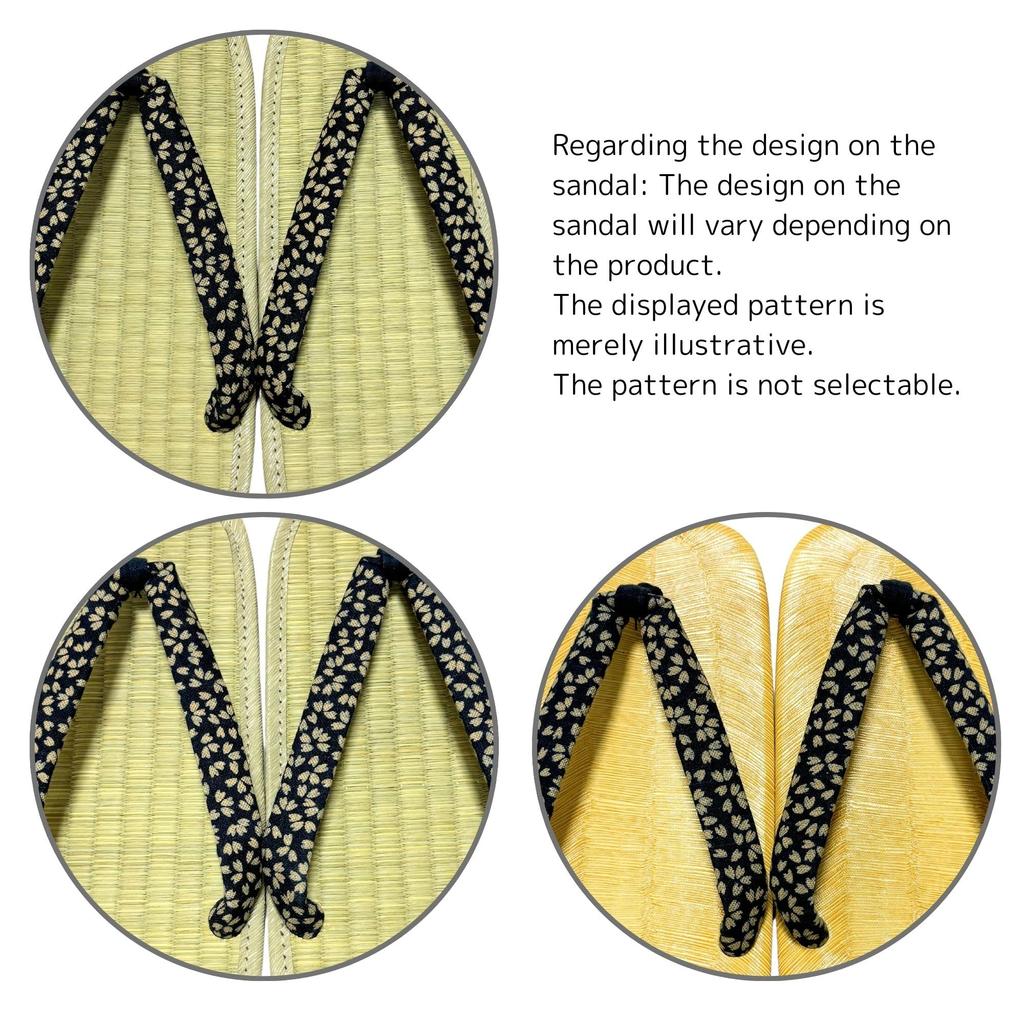Edoten Geta Sandals, Made in Japan, Yellow Tatami Mat, Non-Slip Candy Sole, Dyed Cherry Blossom Pattern, Size LL
