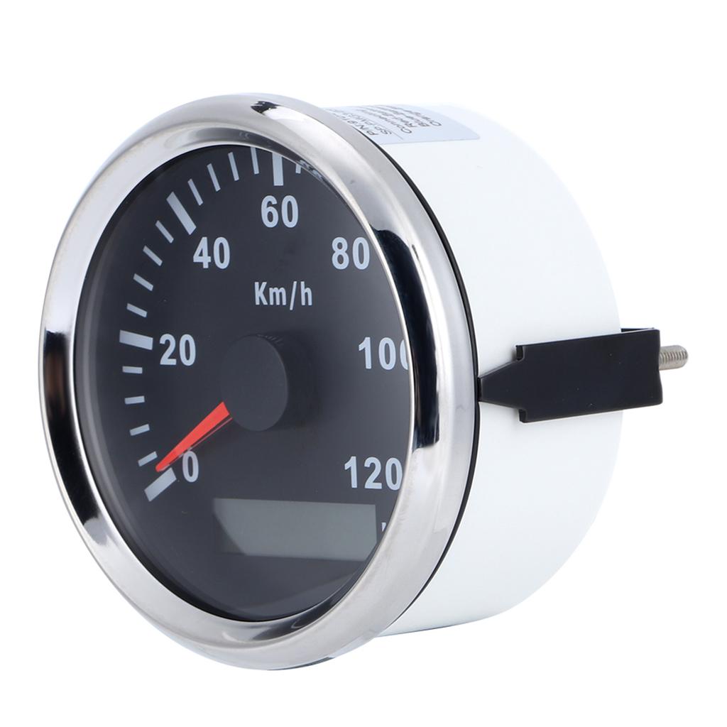 85mm   3.3in Universal GPS Speedometer Waterproof Anti Fog Meter 0 120km h for Car Truck  Boat Motor(Silver Frame Black