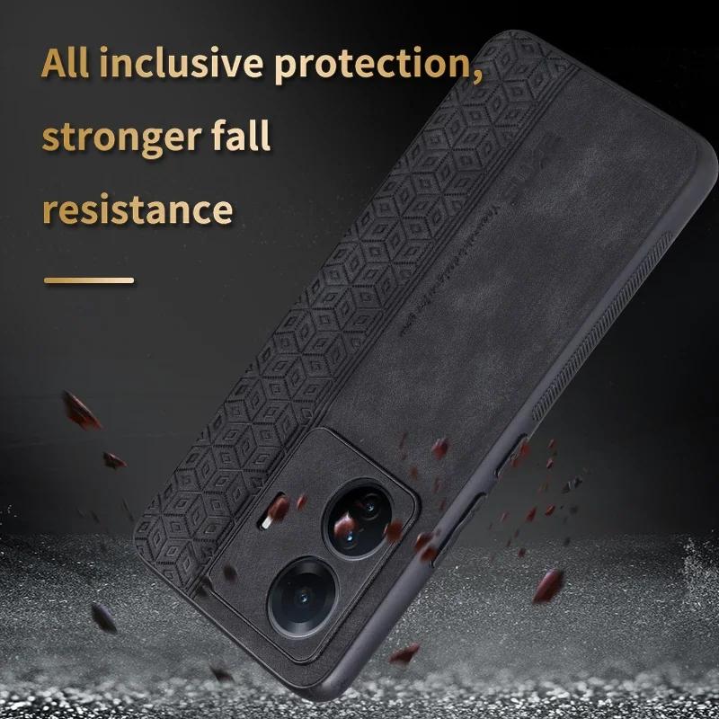 Luxury 3D Embossed Leather Case for Vivo S15 S16 S17 T1 Pro 15e 16e 17e Skin Feel Soft Edge Rugged Bumper Back Cover Funda