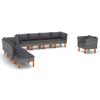 Vidaxl 9-Cz. Garden Lounge Set, PE Rattan and Eucalyptus