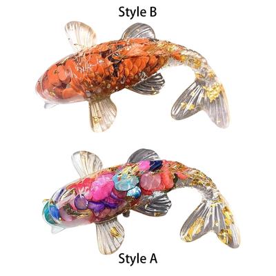 Figurine de poisson Carpe de verre 6 cm Poisson rouge porte-bonheur Ornement bonne chance Ornement fait main pour voiture Décoration de maison et de bureau Mignon