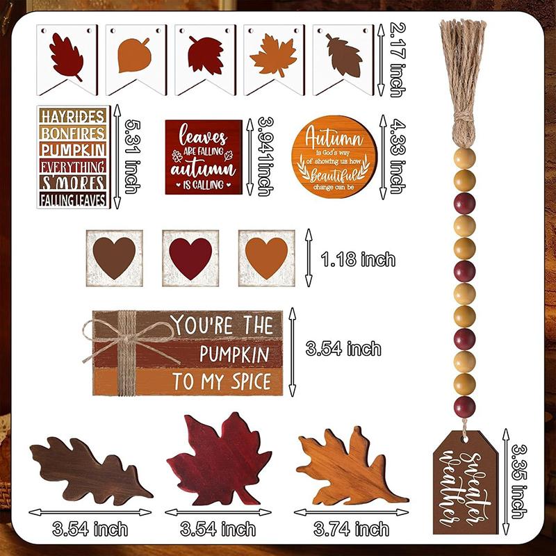 Vintage Herbstliches Tablett-Dekor-Set – rustikale Akzentstücke aus Holz für die Dekoration im Bauernhausstil