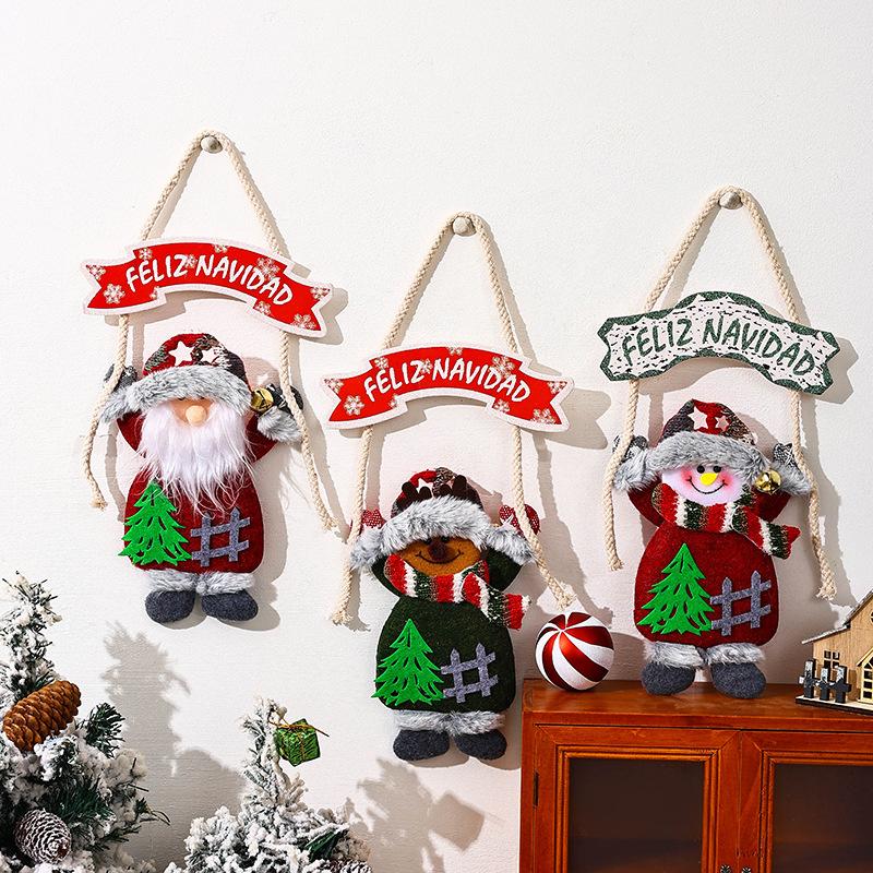 Christmas KT Board Fabric Hand-raising Doll Pendant Santa Claus Scene Layout Alphabet Tree Pendant
