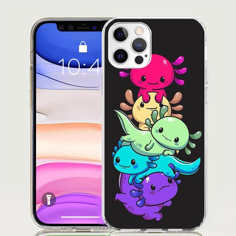 Cute Axolotl Kawaii Phone Case For iPhone 17 Air 16 15 Plus 11 14 Pro Max 13 Mini 12 7 8 + SE Pattern Art Customized Cover 17 Ai
