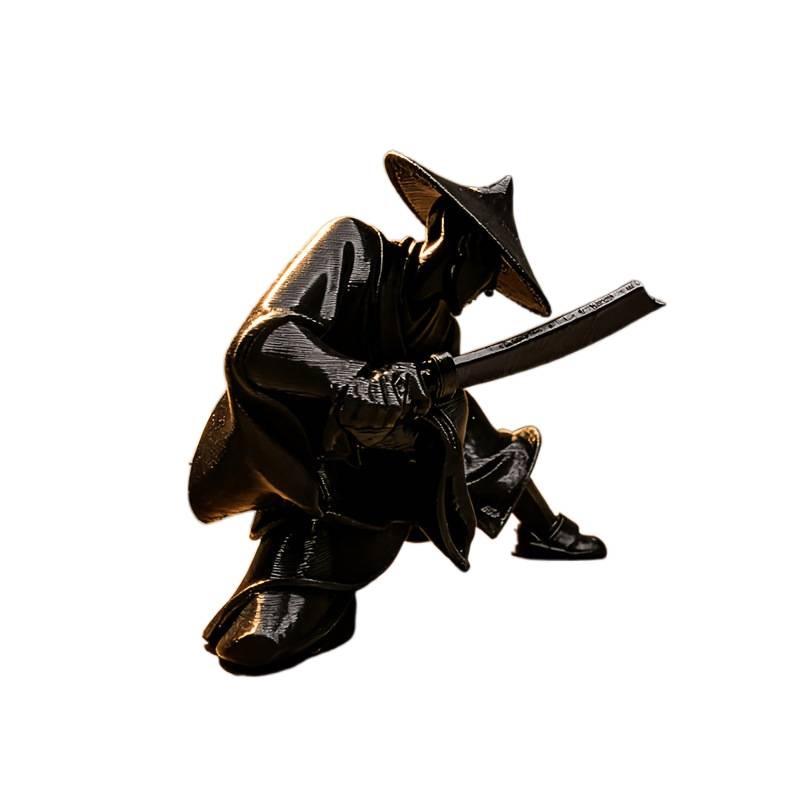 Retro Mini Chinese Ancient Swordsman Statue Exquisite Car Ornament Desktop Decor Gift for Men