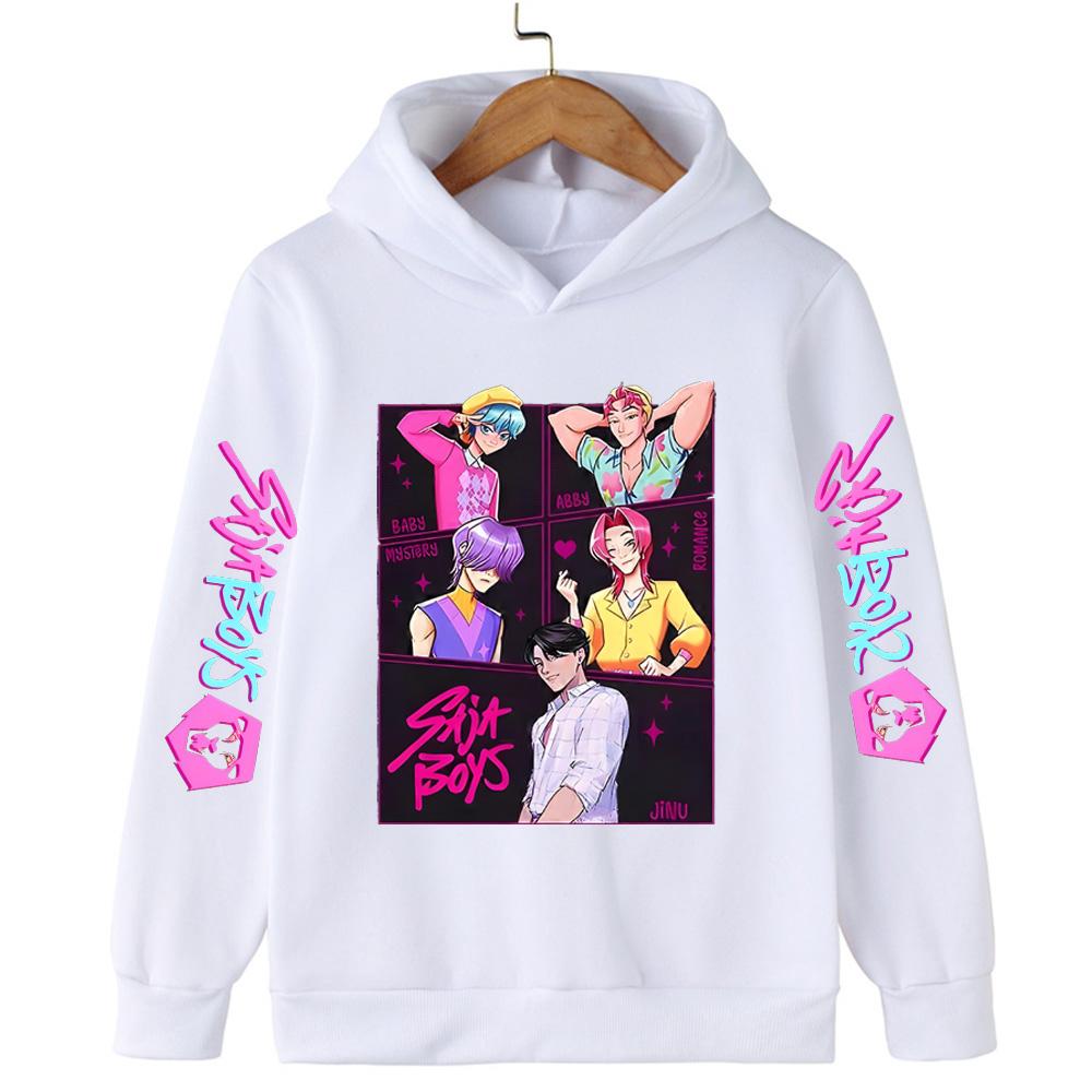

Корейская толстовка с капюшоном Saja Boys K-pop с принтом Охотник на демонов, Модный повседневный топ для мальчиков и девочек на осень 110