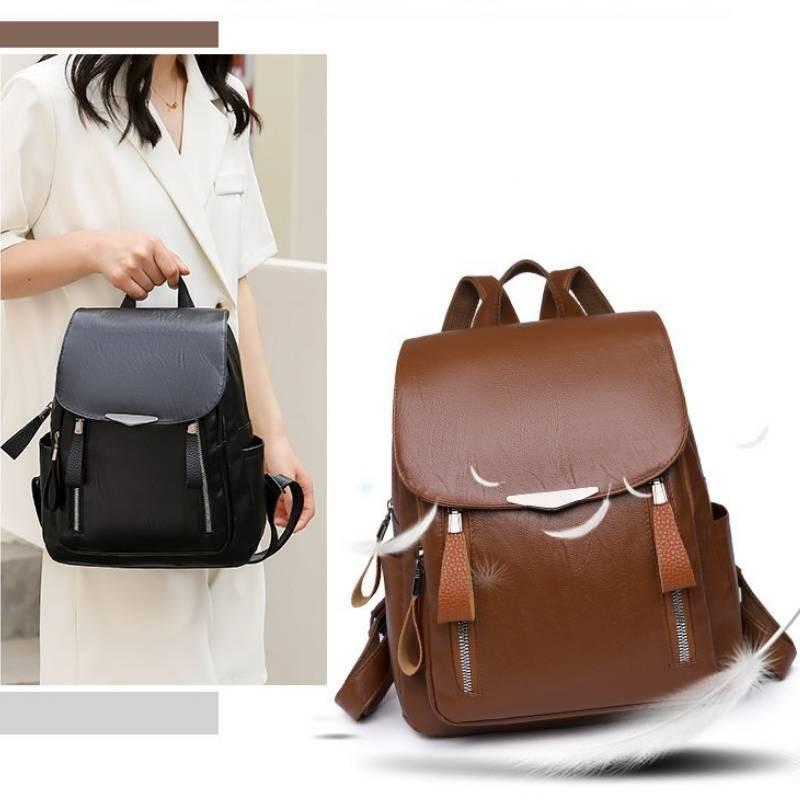 Fashionable Pu Leather Women's Backpack Large Capacity For Casual Travel