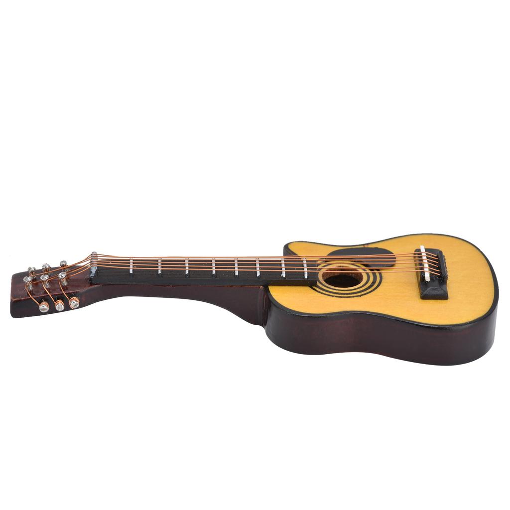 1/12 Scale Dollhouse Miniature Wooden Guitar Mini Guitar Display Model Dollhouse AccessoriesFolk