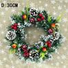 Festive Pinecone Holiday Wreath, 30 cm, 1 Piece, Green, Red, PVC, Plastic, Snowy Design, Pinecone Accents, Home Decoration,