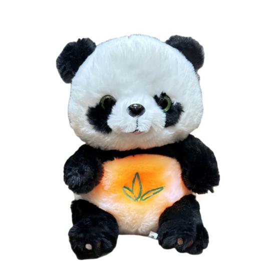 Panda Bear Plush Toy with Sound Light Sensing Soft Comfortable Stuffed Animal for Anxiety Relief Soothing Sleep Companion with Musical Lights Rhythmic