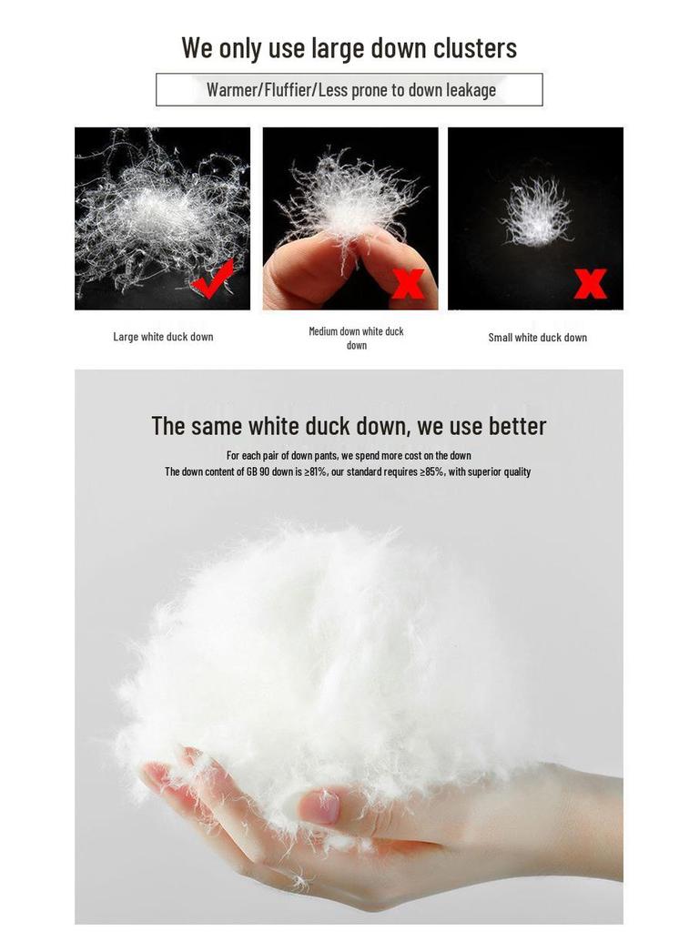 High-Waisted Plus Size Women's Winter Down Pants - Loose, Thick, Warm White Duck Down, Straight Leg for Middle-Aged and Elderly.