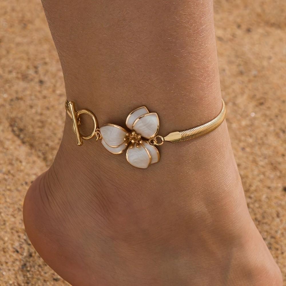 Adjustable Snake Bone Chain Anklet Gold Oil-Dripped Beach Anklet for Foot Jewelry 1