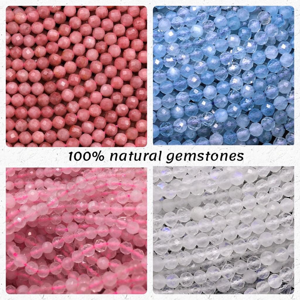 Vlen Minimalist 18K Gold Chain Necklaces Natural Stone Bead Cluster Pendant Necklace Trendy Delicate Jewelry for Wedding