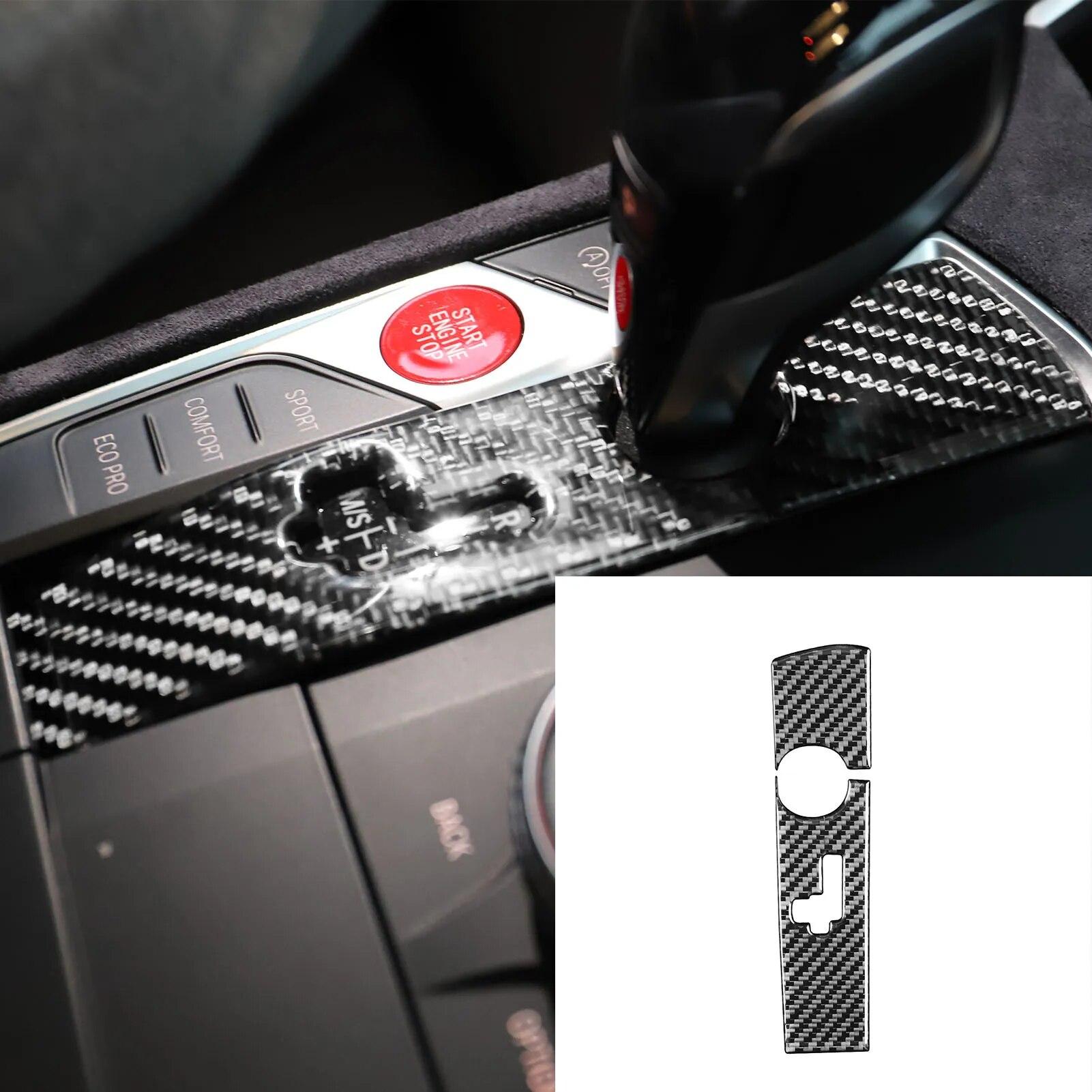 

Углеродное волокно для BMW 3 серии G20 G28 325li 330d 335 2022, аксессуары, отделка панели передач автомобиля, наклейка, украшение чёрный