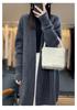Women's 2023 Mid-Length Pure Wool Cardigan Coat - Loose, Thick Knit Sweater