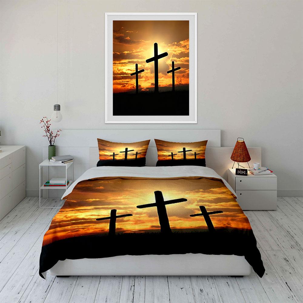 Sunset Crosses Home Decor Multiple Sizes Kid'S And Adults' Bedroom Exquisite 3Pc Bedding Set, Gift