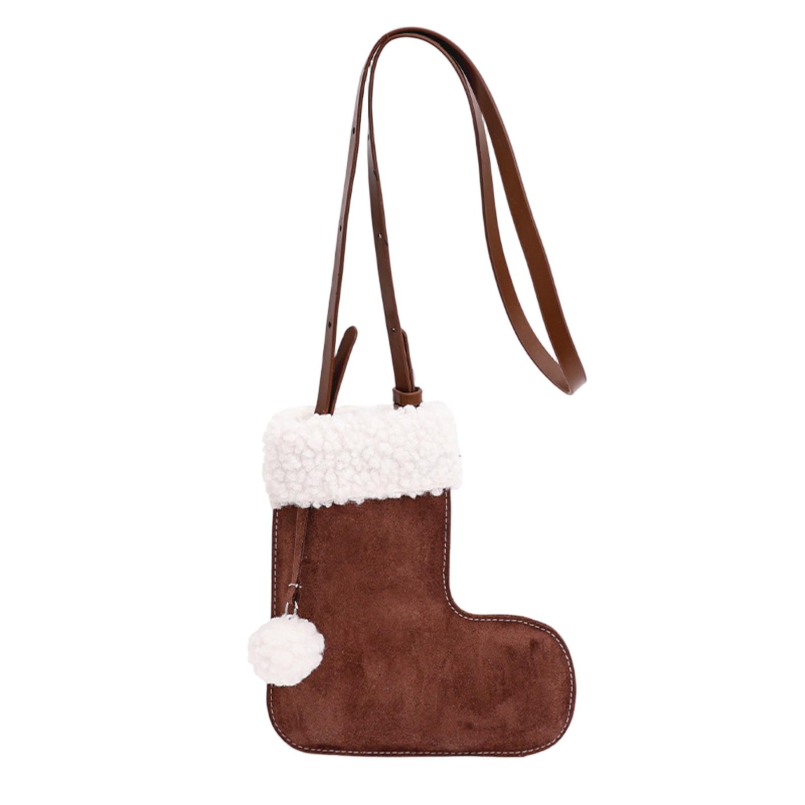 

Christmas Deerskin Shoes Shape Color Shoulder Crossbody Bag Cute Small Ball Ladies Shoulder Bag One Size кофейный