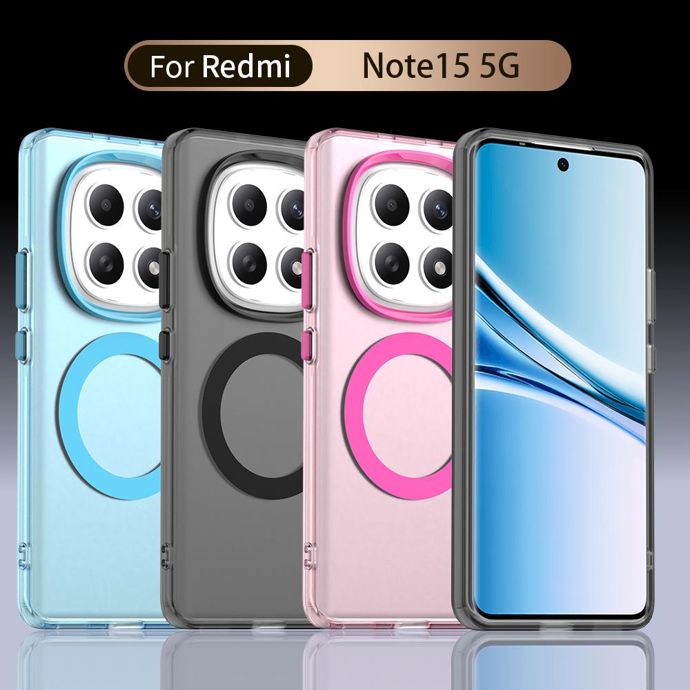 For Redmi Note 15 5G Case Magnetic Wireless Charge Funda Redmi Note 15 Pro Coque Matte Translucent PC Back Cover Redmi Note 15