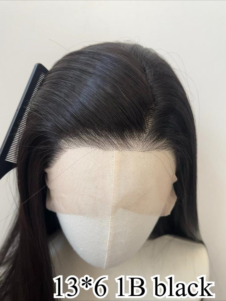 13*6 Lace Front Wig Brown 26inch Long Striaght Lace Front Wig Natural Looking HD High Temperature Fiber Synthetic Lace Wigs