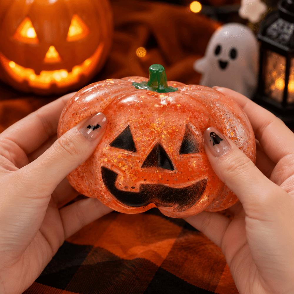Bright Colors Halloween Shiny Fidget Toy Slow Rebound Pumpkin Shaped Squishy Toy  Anti-stress