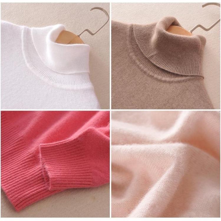 Womens Pure Cashmere Wool High Neck Knit Sweater Pullover Autumn Winter Ladies Turtleneck Pull Femme Warm Soft Casual