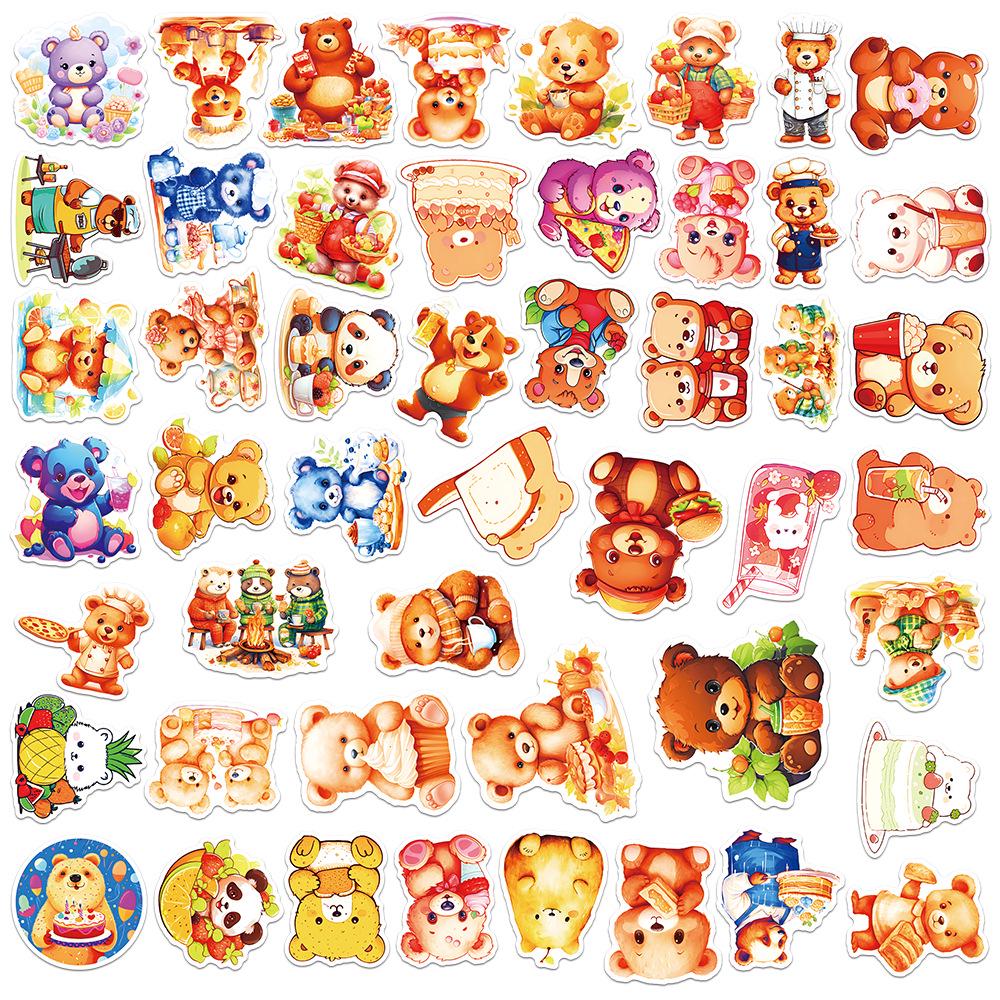 

50 листов милых мультяшных стикеров с граффити с медведями и ленивцами