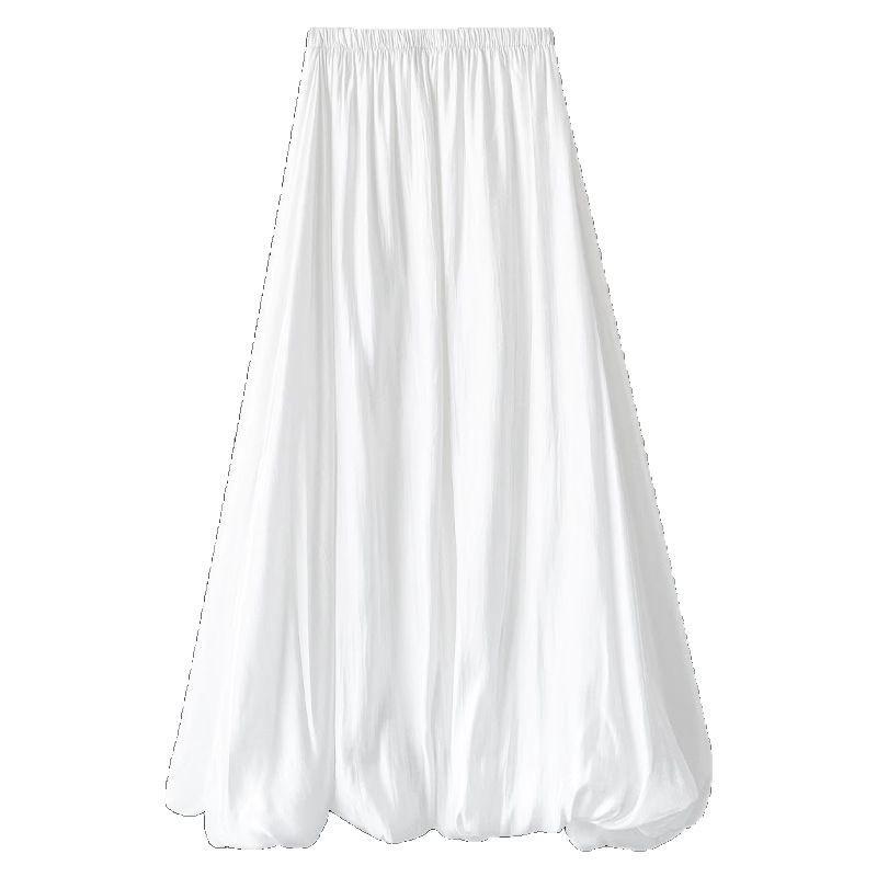 

Blue Puffy Flower Bud Skirt for Women In Summer New High-waisted A-line Slim Flowing Gauze Skirt Hepburn Style Skirt L белый