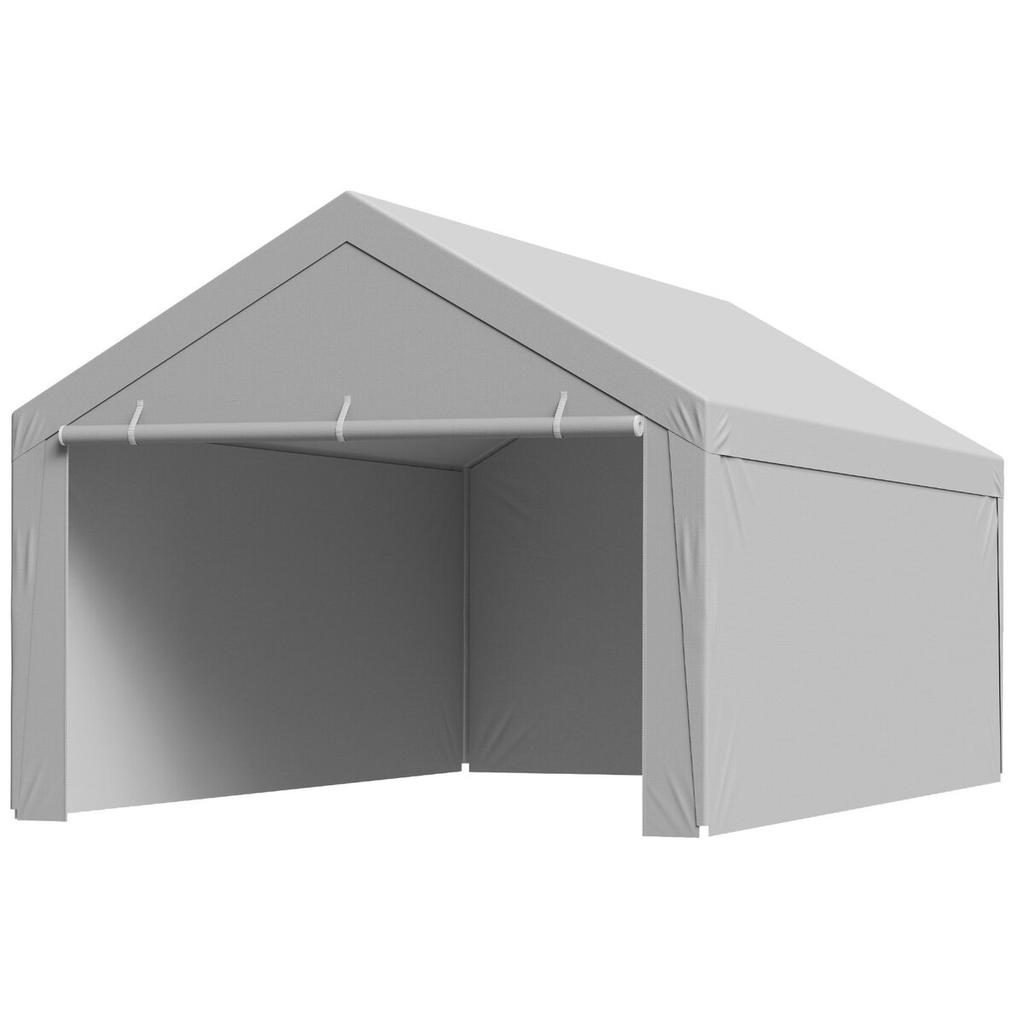 Carport Replacement Canopy, 6 x 4 m Potable Garage Tent Top Tarp with Sidewalls, UV-Resistant & Waterproof, Heavy Duty Car Shelter Tarp with Ball