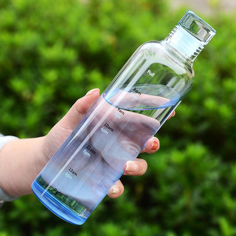 Newest Water Cup Sport Water Bottle With Time Scale Couple Plastic Portable Water Container Anti-Drop Outdoor Water Bottle