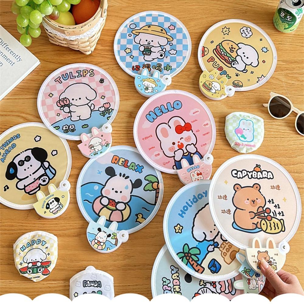 

Creative Round Fan Foldable Hand Fan Portable Pocket Fan