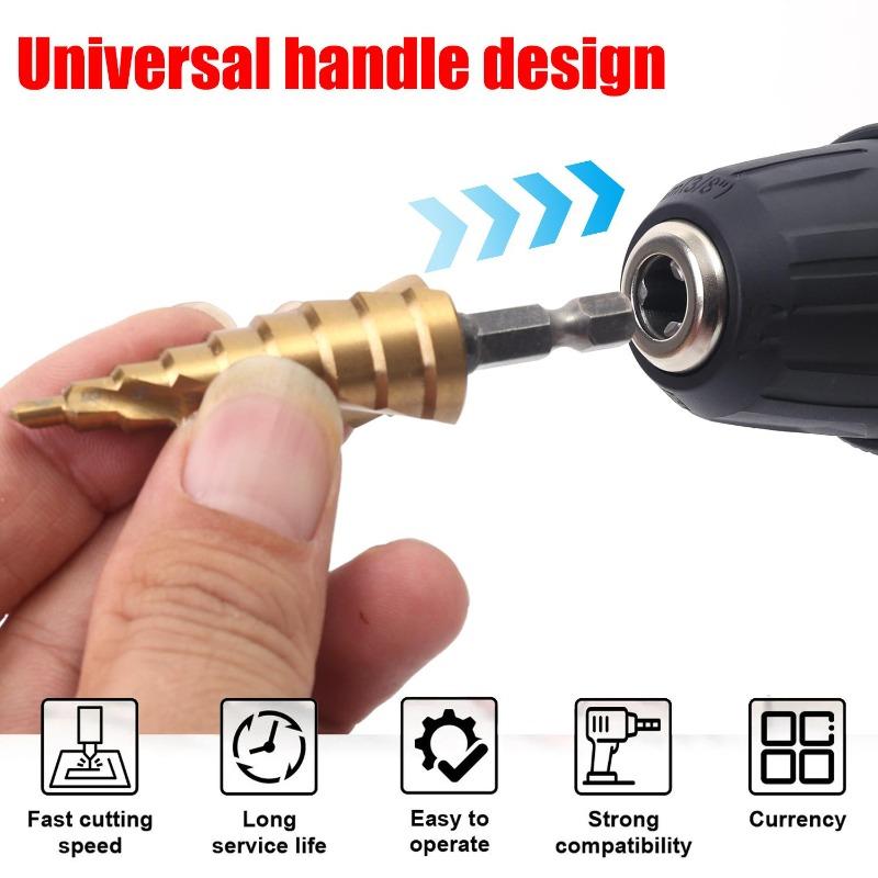 5/1PCS HSS Bearing Steel Step Drill Bit High Speed Steel Single Spiral 4-20 Cone Drill Bit Wood Metal Hole Cutter Drilling Tools