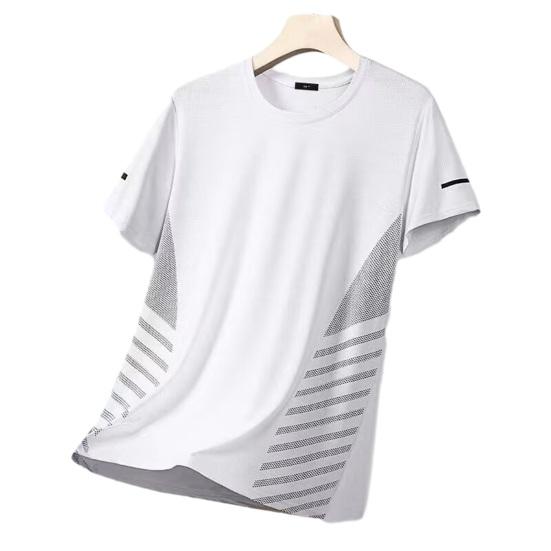 Herren Schnelltrocknendes T-Shirt Atmungsaktives Netz Sportliches Sommer-T-Shirt mit Seitenstreifen Lockerer Schnitt Lässiges T-Shirt für Fitnessstudio Training Laufen Tägliches Tragen