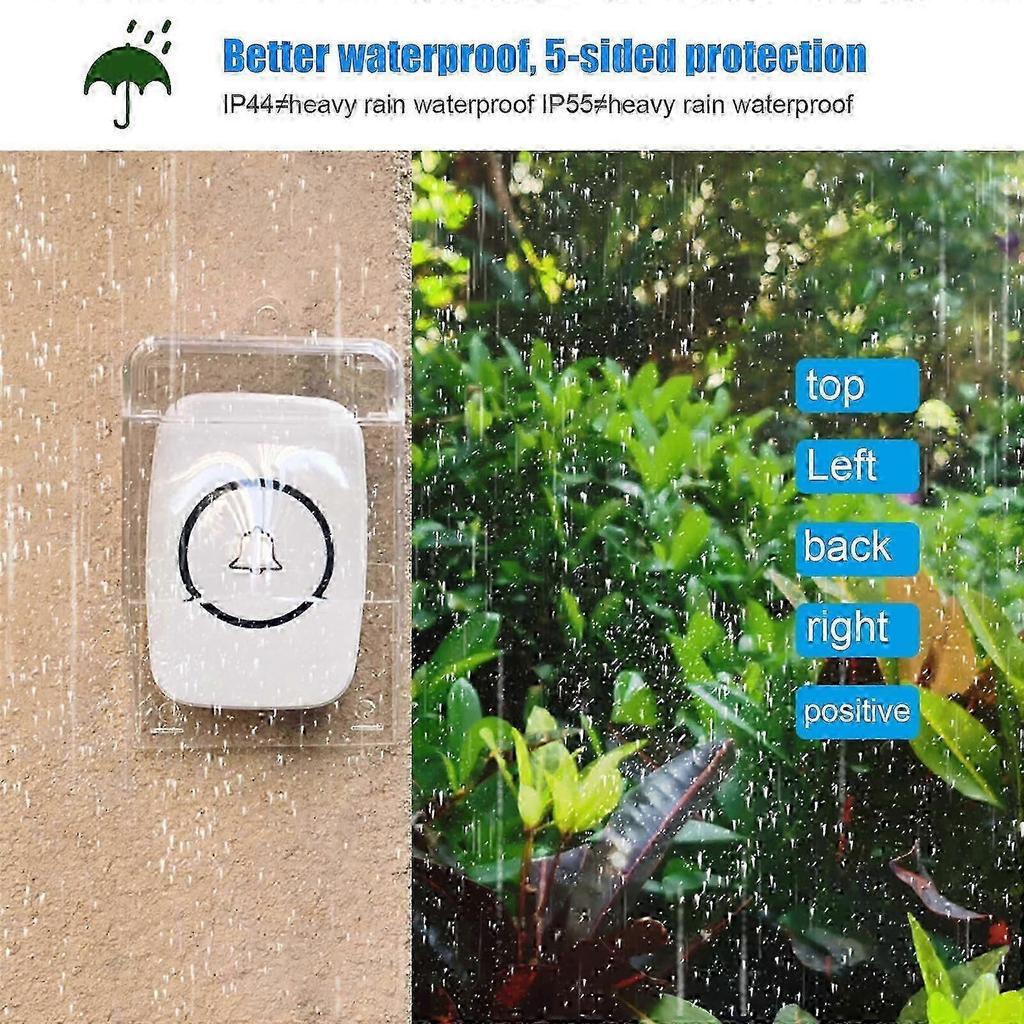 Clear Doorbell Cover Outdoor Transparent Waterproof Wireless DoorBell Cover Wall Mount Transmitter
